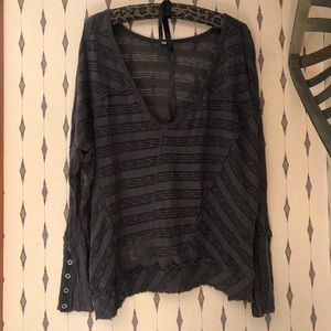 Free People Gray Knit Long Sleeve, small